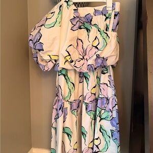 A New Day Floral Puff Sleeve 2 Piece Dress